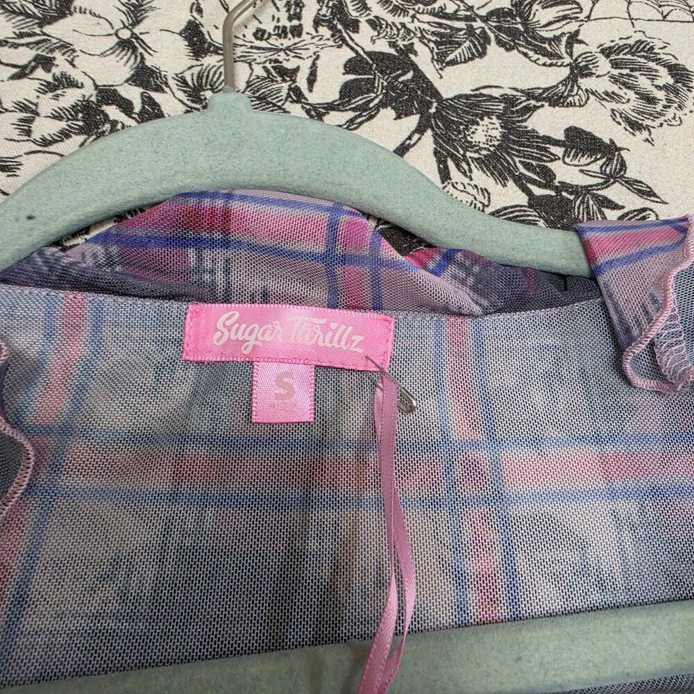 Dolls Kill Sugar Thrillz Plaid Mesh Dress - Picture 9 of 12